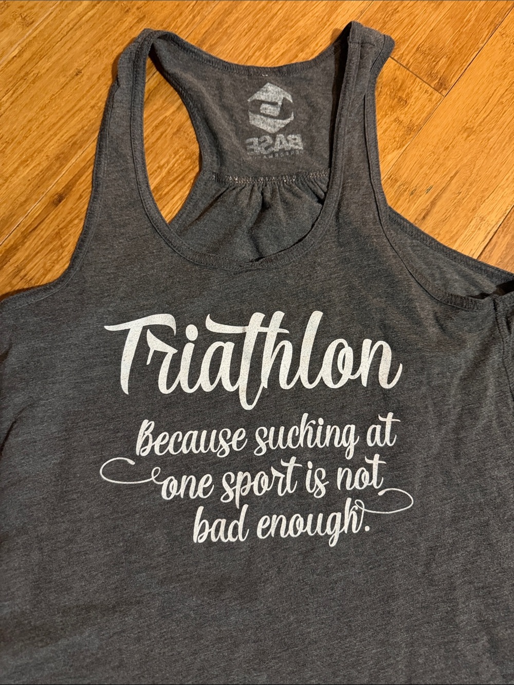 Women's Dark Gray 'Triathlon' Graphic Racerback Tank Top